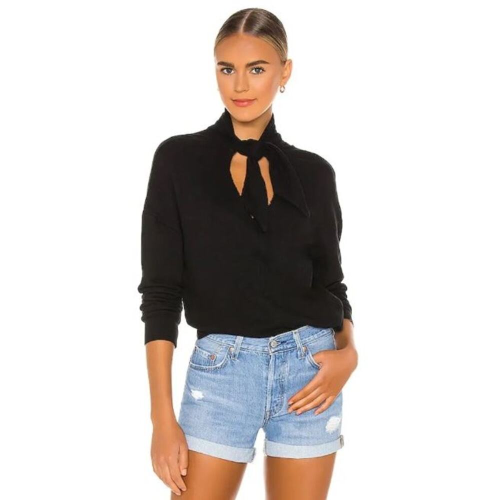 n:Philanthropy Sin Sweatshirt Tie Neck V Neck Pullover in Black